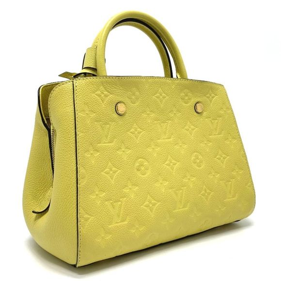 Louis Vuitton Monogram Implant Montaigne BB 2WAY Handbag Leather Citrine Yellow - Picture 1 of 12